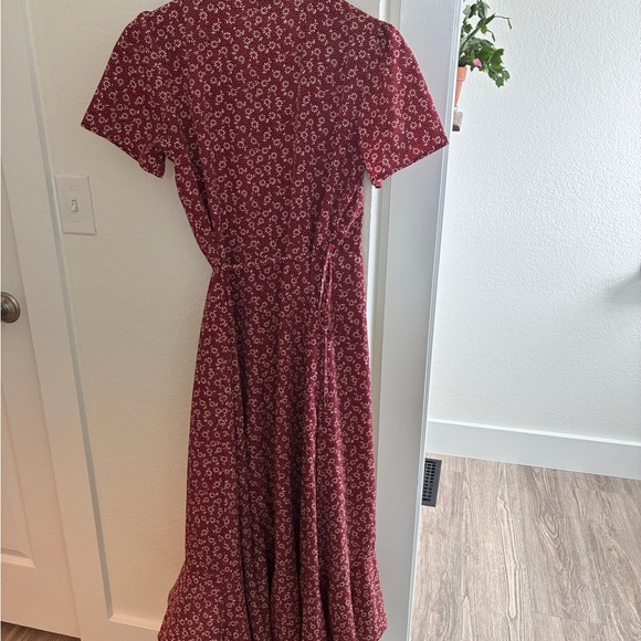Pretty Garden Red Floral Maxi Wrap Dress - Brick Red- Small - Picture 4 of 5
